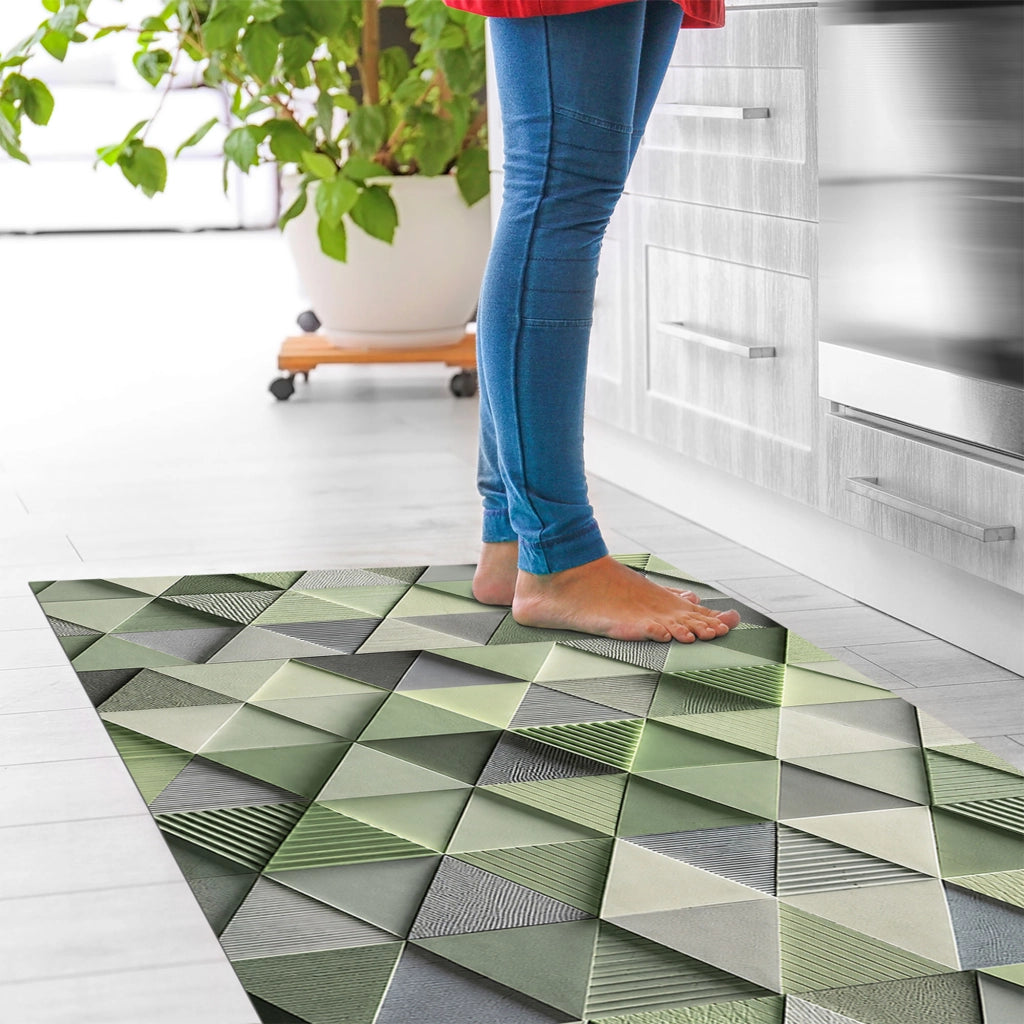 Tappeto passatoia fantasia made in Italy antiscivolo lavabile aderente triangoli multicolore 50x350cm - Triangle Verde
