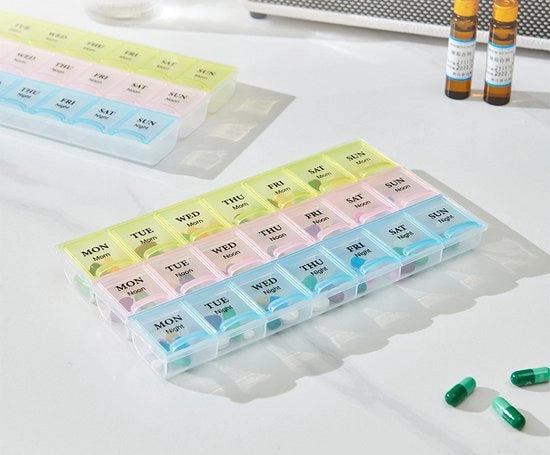 Pacchetto di contenitori per pillole - 21 giorni - Contenitori per pillole mensili - Medicazione quotidiana - Colorato