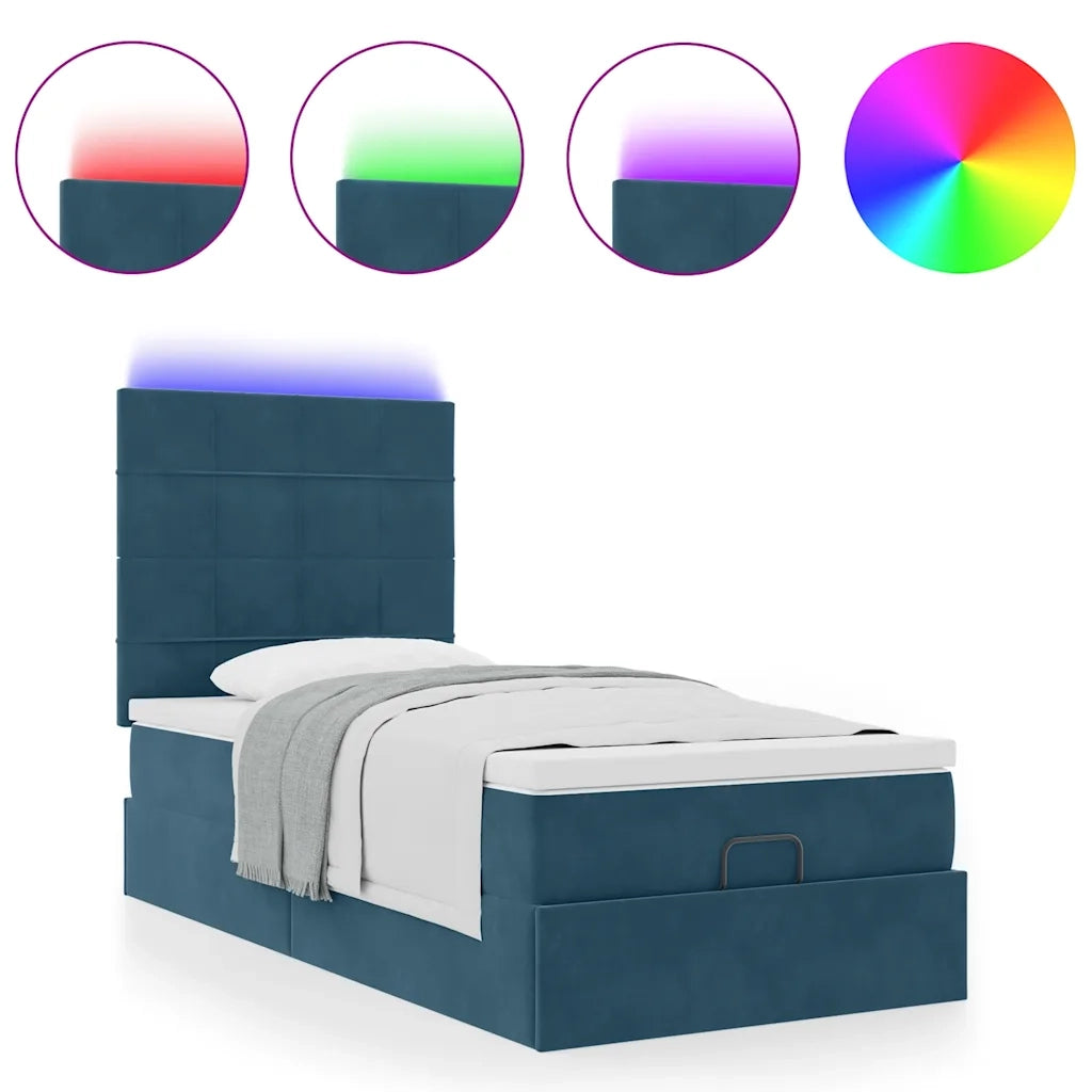 Struttura Letto Pouf con Materassi 90x200 cm in Velluto