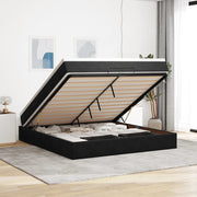 Struttura Letto Pouf con Materasso Nero 160x200 cm in Velluto 3311197