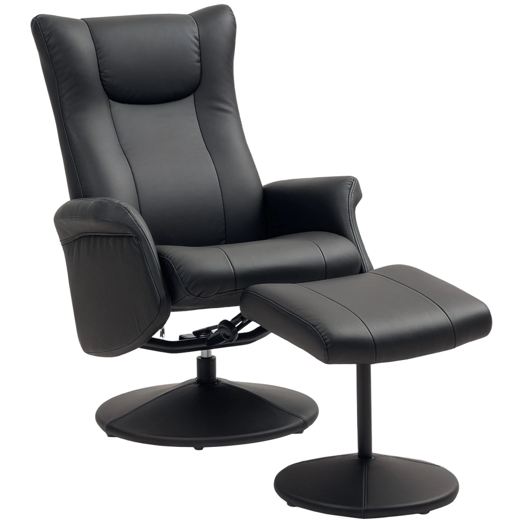POLTRONA RELAX GIREVOLE CON POGGIAPEDE 70x79x105 cm Nera