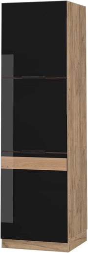 Armadio frigorifero Fame-Line, Rovere nero lucido, 60 cm, per la combinazione con altri moduli della serie Fame-Line