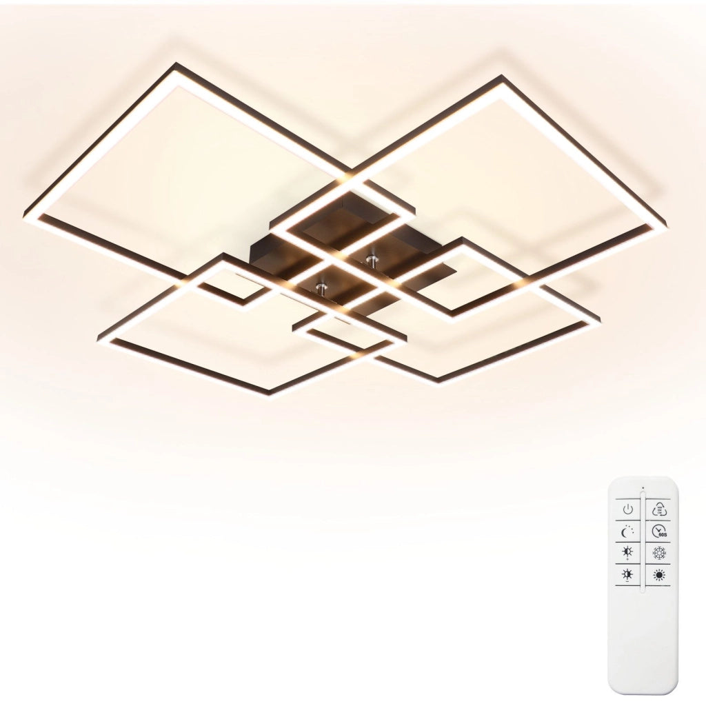 ZMH Lampada da soffitto plafoniera LED nera rettangolare 72cm 48W dimmerabile per soggiorno
