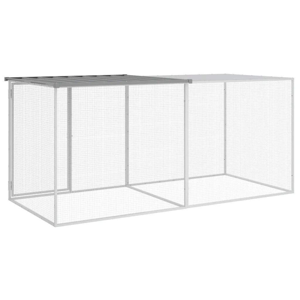 Gabbia Polli Tetto Grigio Chiaro 203x98x90 cm Acciaio Zincato