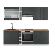Cucina componibile Fame-Line Antracite rustico/Bianco 235 cm, PL Rovere Vicco