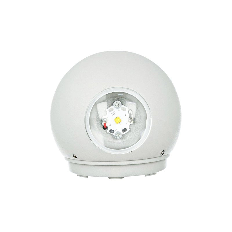 Applique Lampada LED da Muro Palla Sferica 6W 3000K Carcassa Bianca Doppio Fascio Luminoso IP65 SKU-8301