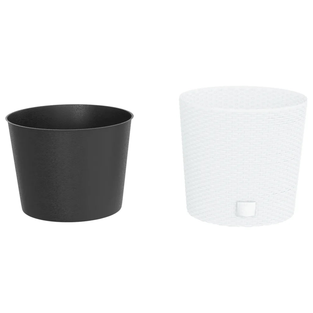 Fioriera | Cassetta per fiori | Vaso con Interno Rimovibile Bianca 15 / 15,3 L PP Rattan