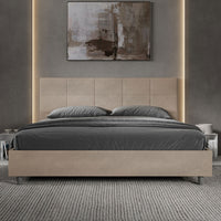 Letto Matrimoniale King Size 200x210 cm Senza Rete Imbottito in Microfibra Mika Sabbia