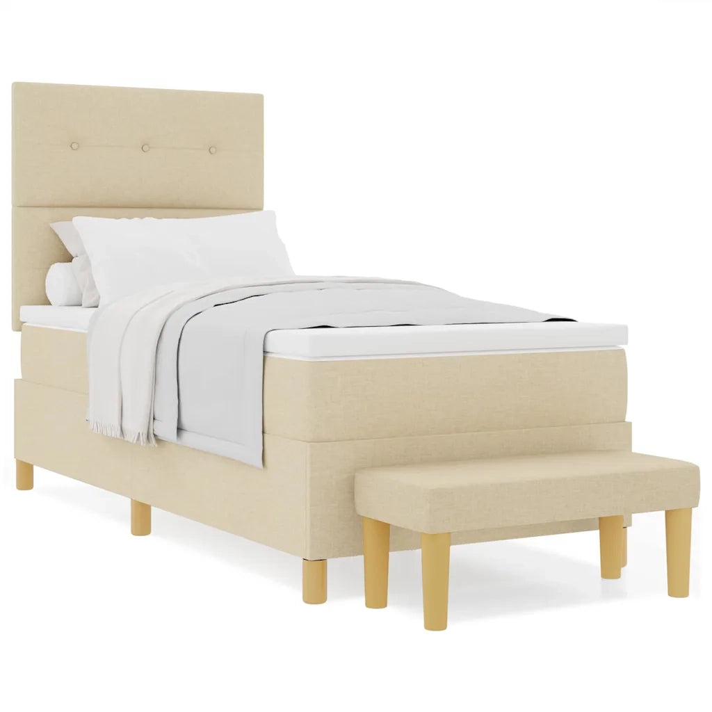vidaXL Letto a molle con materasso Crema 90 x 190 cm Tessuto