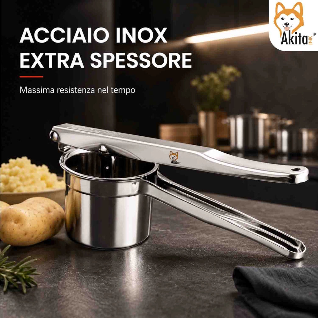 Akitaink Schiacciapatate Acciaio Inox con Fori 2,5 mm