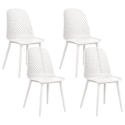 Set di 4 sedie da pranzo Seduta e gambe sintetiche bianco Schienale a rete aperto Design moderno e minimalista
