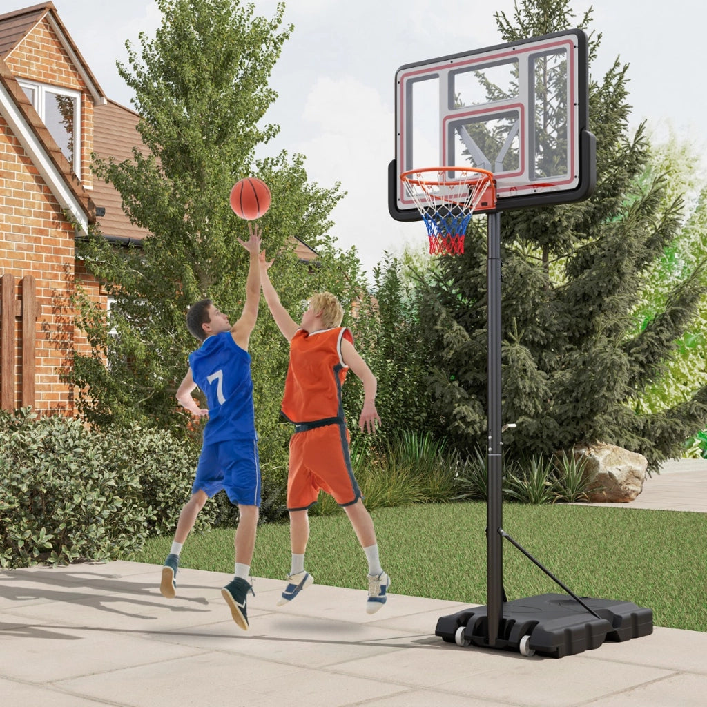 Canestro da basket portatile con tabellone infrangibile, Sistema di canestro regolabile 225-305 CM-Ricreazione outdoor