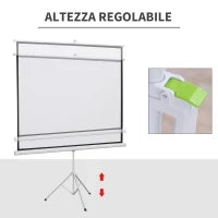 Telo Proiettore da 84 Pollici 4K HD Formato 4:3 con Treppiede Pieghevole e Altezza Regolabile, Schermo Proiettore Portatile, Grandangolo di 160 Gradi, per Casa, Home, Cinema, Esterno, Bianco