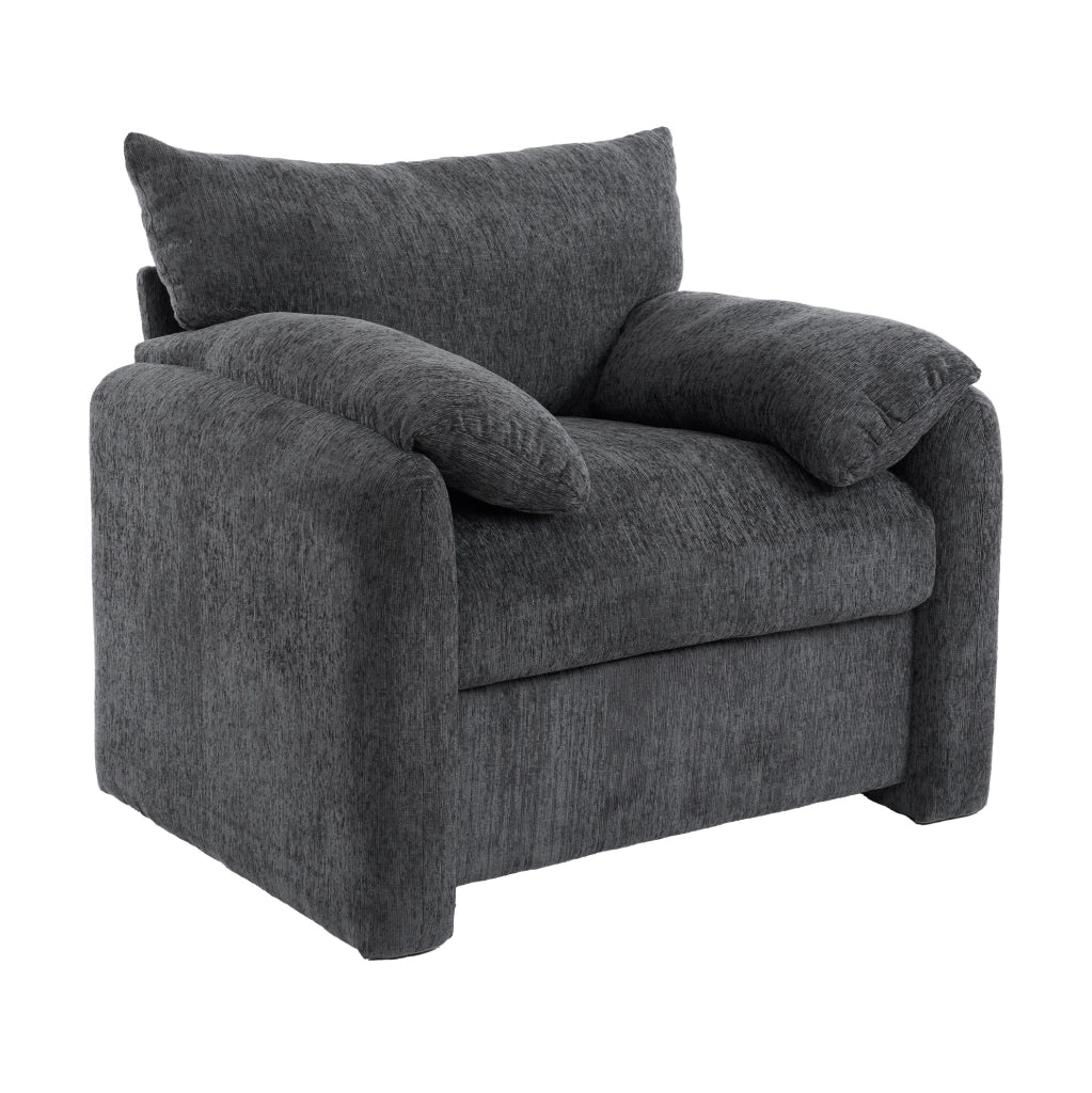 Poltrona 96x82x84 cm grigio in ciniglia, 1 posto, con braccioli,