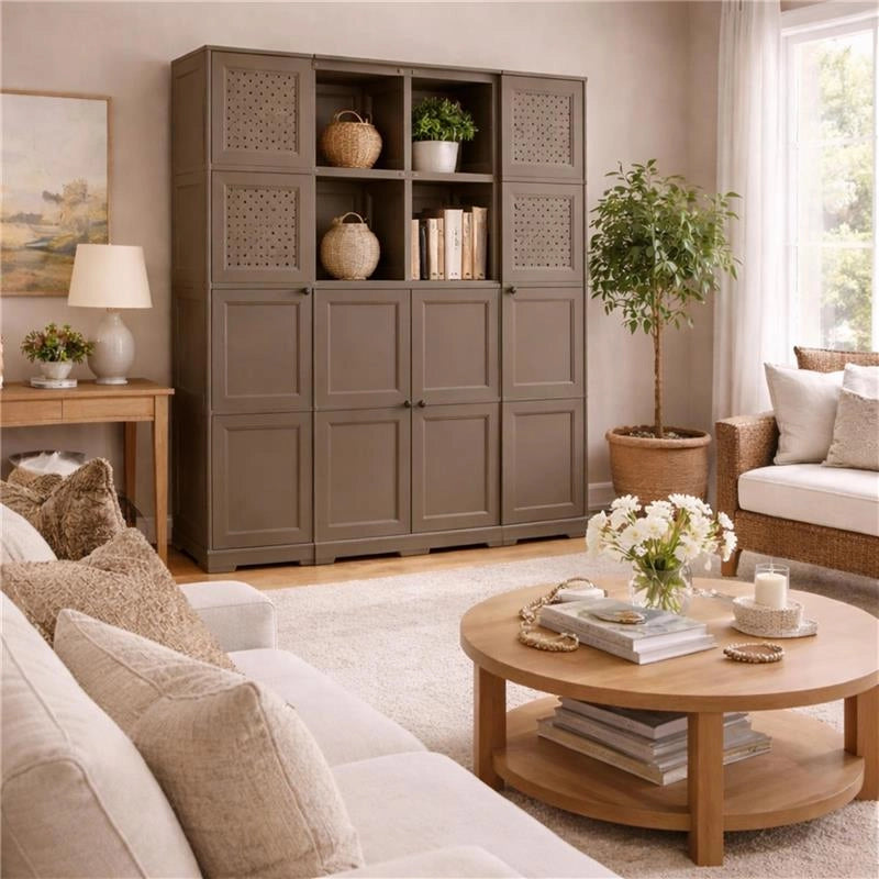ARMADIO 4 ANTE WENGÉ 157X43X164 CM CON 4 RIPIANI – MOBILE ALTO SALVASPAZIO PER ORGANIZZAZIONE CASA E INGRESSO