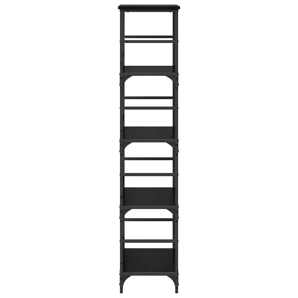 Libreria-Scaffale per Libri-Mobile di Stoccaggio Rovere Nero 50 x 33 x 153 cm Legno multistrato