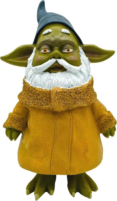 Decorazione esterna di alta qualità, figura di gnomone decorativa con luce, finitura antiruggine, manufatto artigianale, colore naturale, dimensioni 14x10x20 cm, peso 0,5 kg.