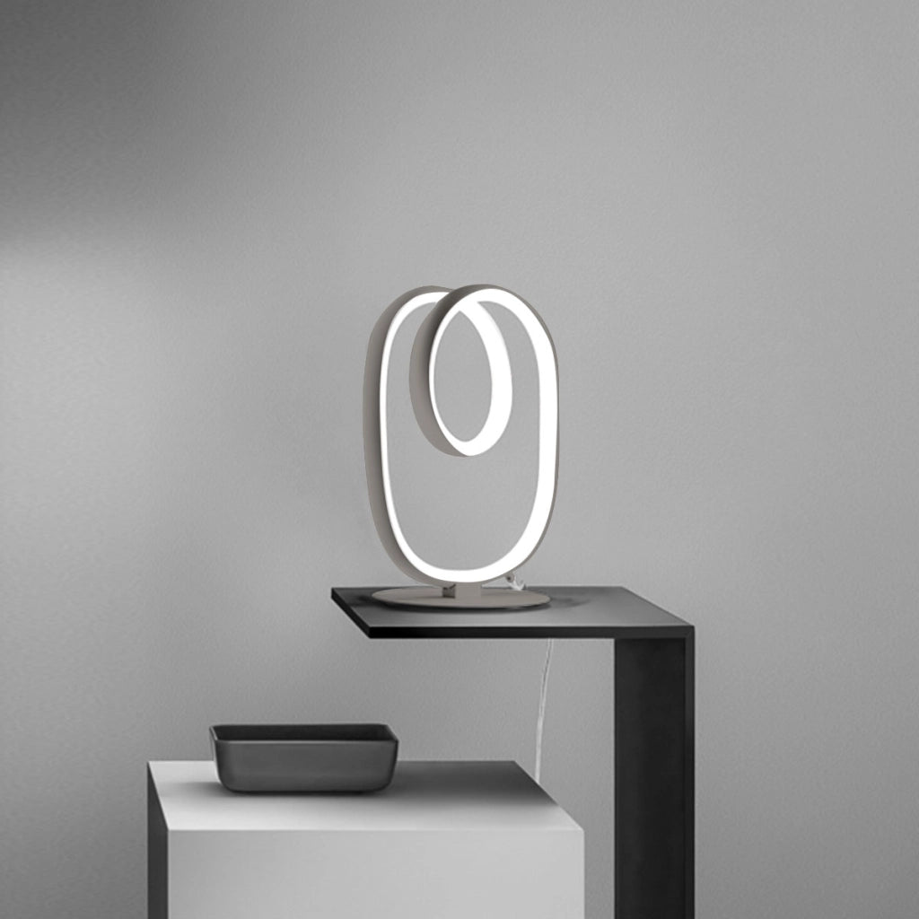 Diva - Lampada da tavolo led dimmerabile design moderno - Alluminio titanio, diffusore in silicone, luce calda 3000K, 17W