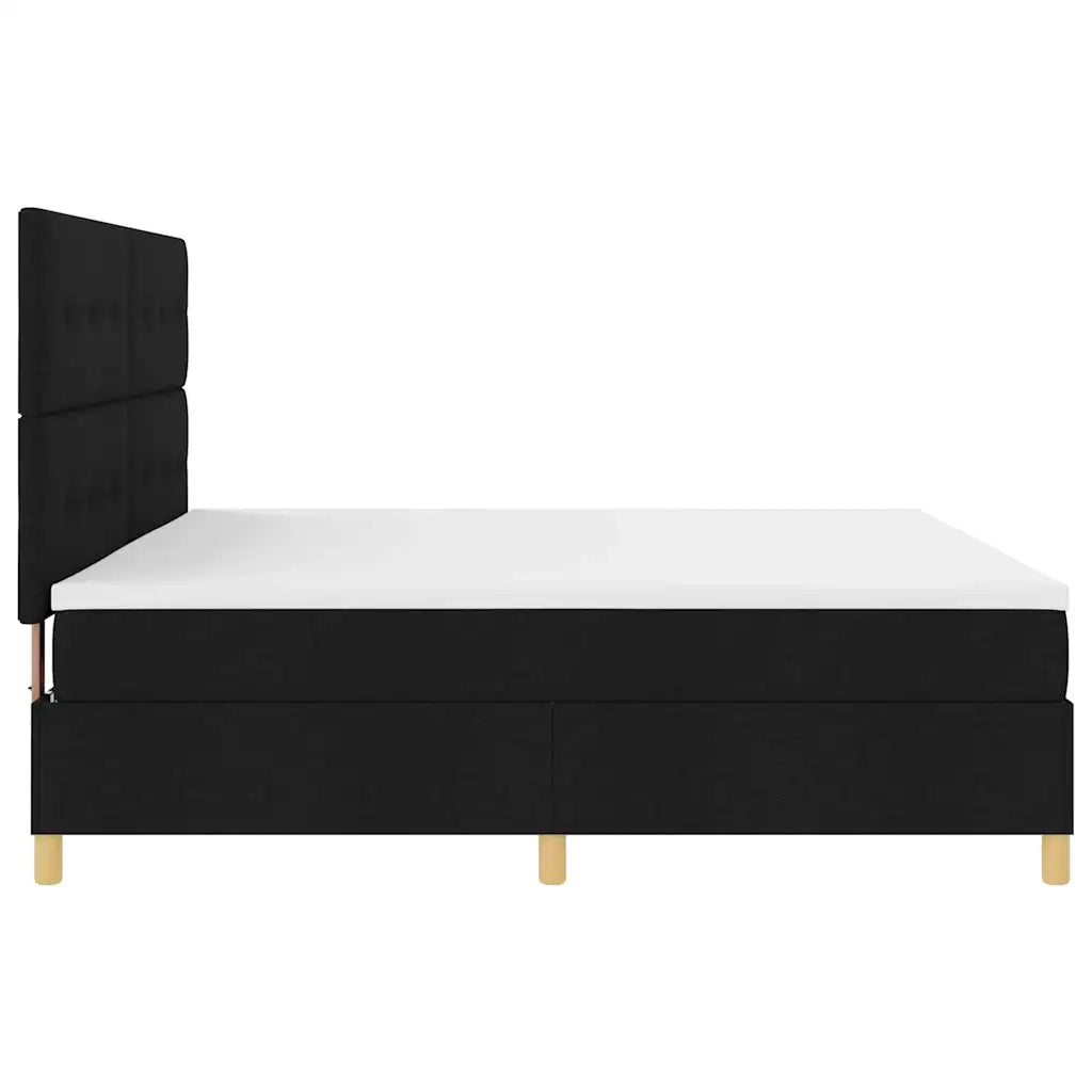Letto a Sorgente LED con materasso Nero 200 x 200 cm Tessuto 3343126