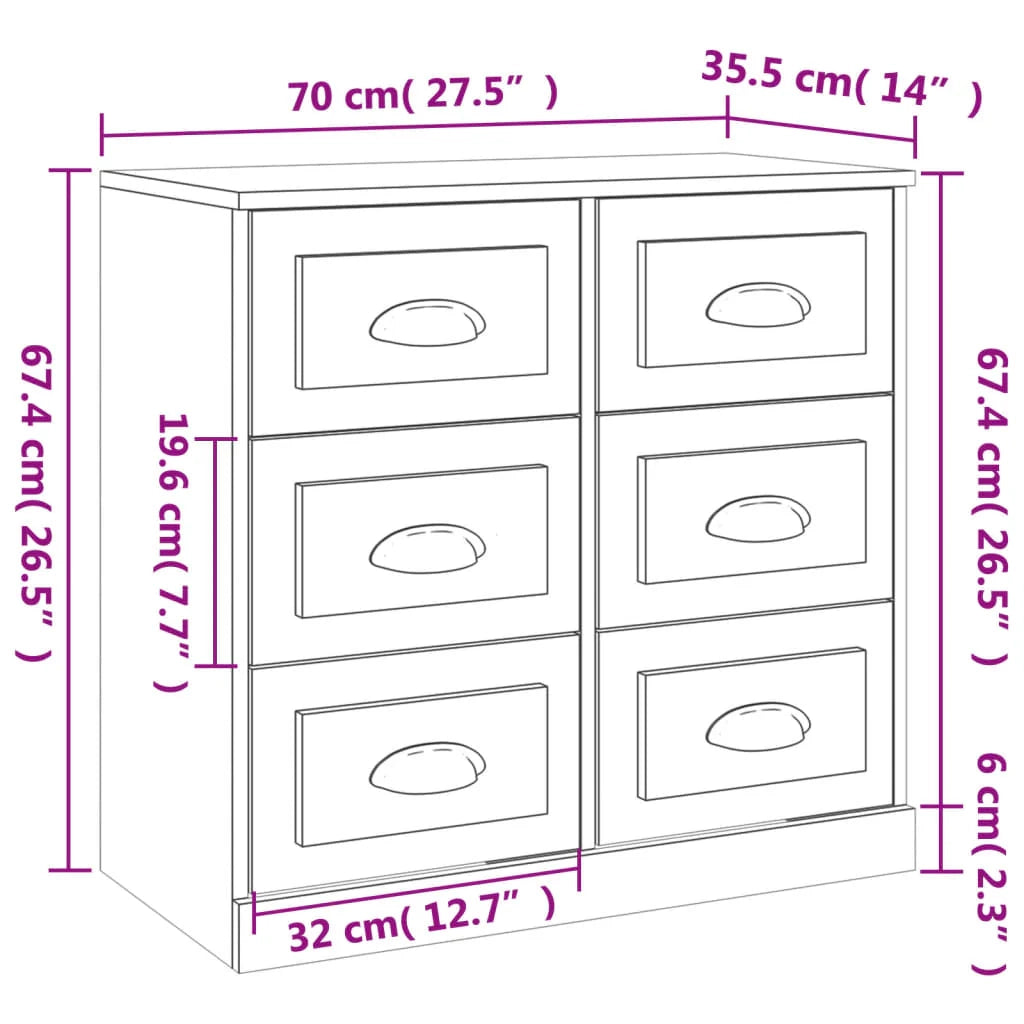 Buffet credenza cassettiera mobiletto mobile contenitore organizer per cucina soggiorno salotto 70 x 35,5 x 67,5 cm legno ingegnerizzato bianco 02_0030488