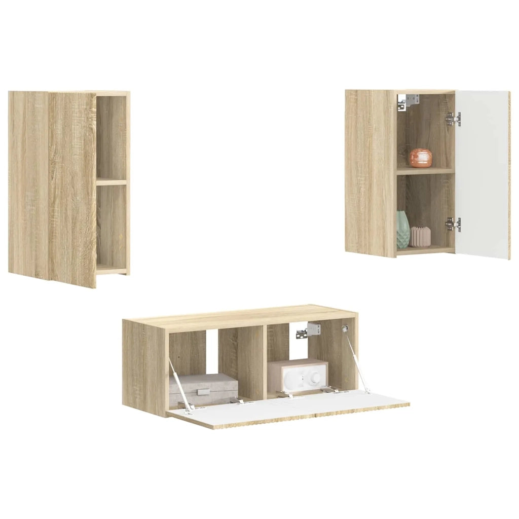 Set mobile TV 2 pz-Credenza per TV Rovere Sonoma Legno multistrato 358657