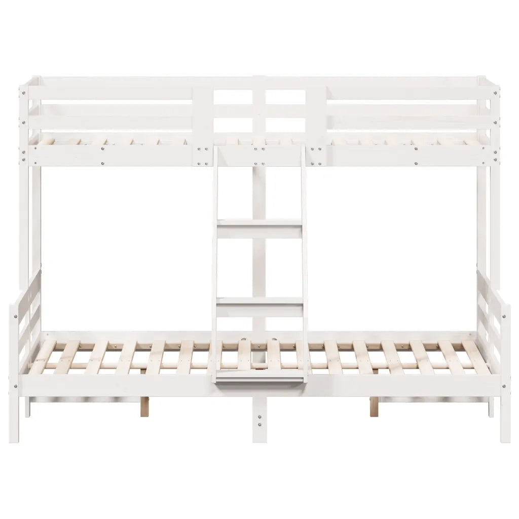 Letto a Castello 80x200/140x200cm Bianco Legno Massello di Pino 3207166