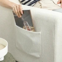 Divano 3 posti in velluto a coste, con cuscini a molle e imbottitura, 192x80x84,5cm, beige