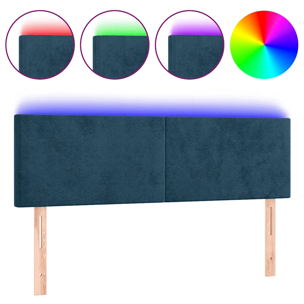 Testiera a LED Blu Scuro 144x5x78/88 cm in Velluto 3121384