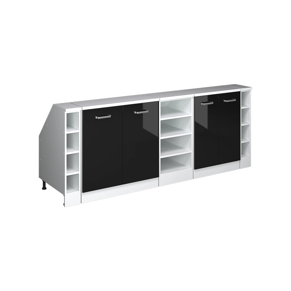Set di mobili sottotetto Rion Nero lucido/Bianco 210 cm Set di 5 carcasse armadio profondità 60 cm Vicco
