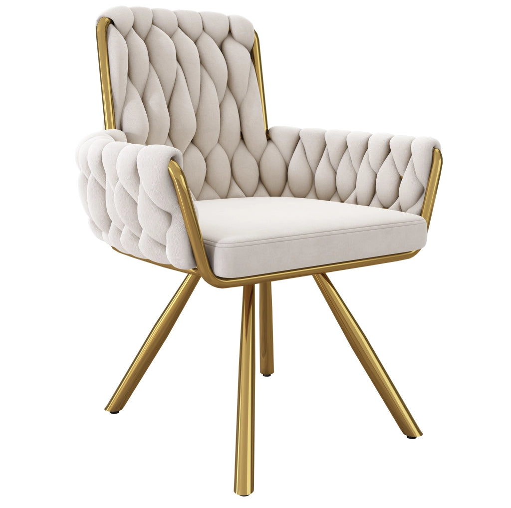 Set di 2 sedie da pranzo girevoli in velluto beige