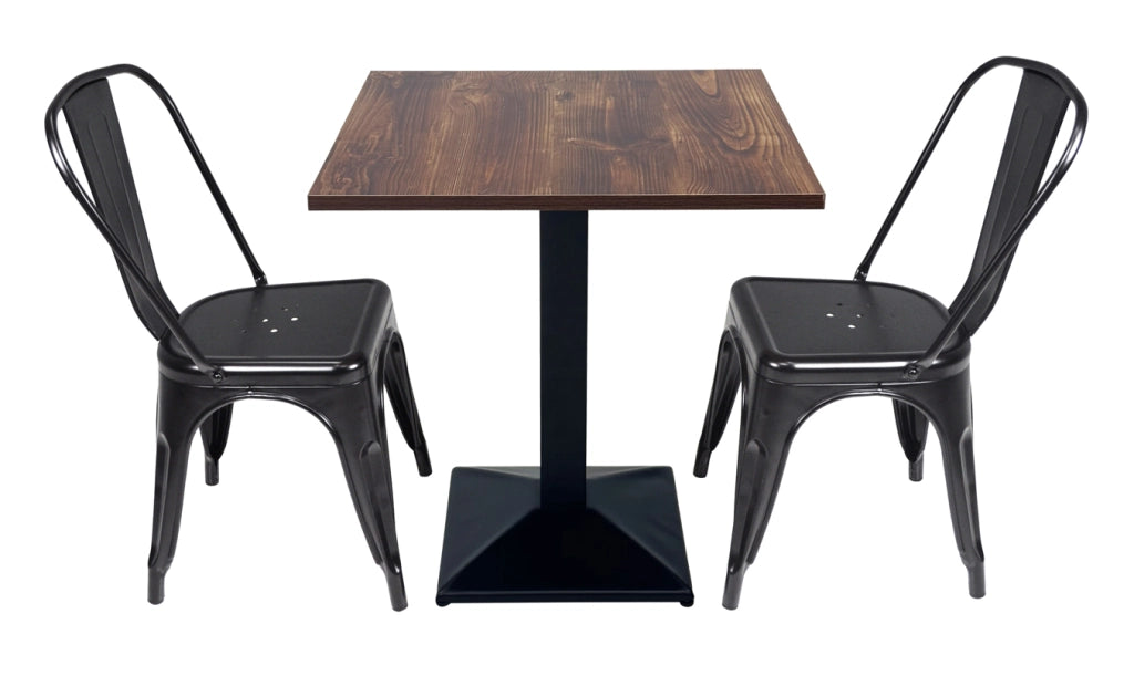 Tavolo da pranzo quadrato 70x70 con top in legno scuro - Clint - TQ10CLTW