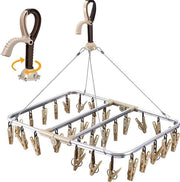 Appeso per Asciugamani in Alluminio con 32 Ganci per Intimo, Cappelli, Calze e Altro (Beige)