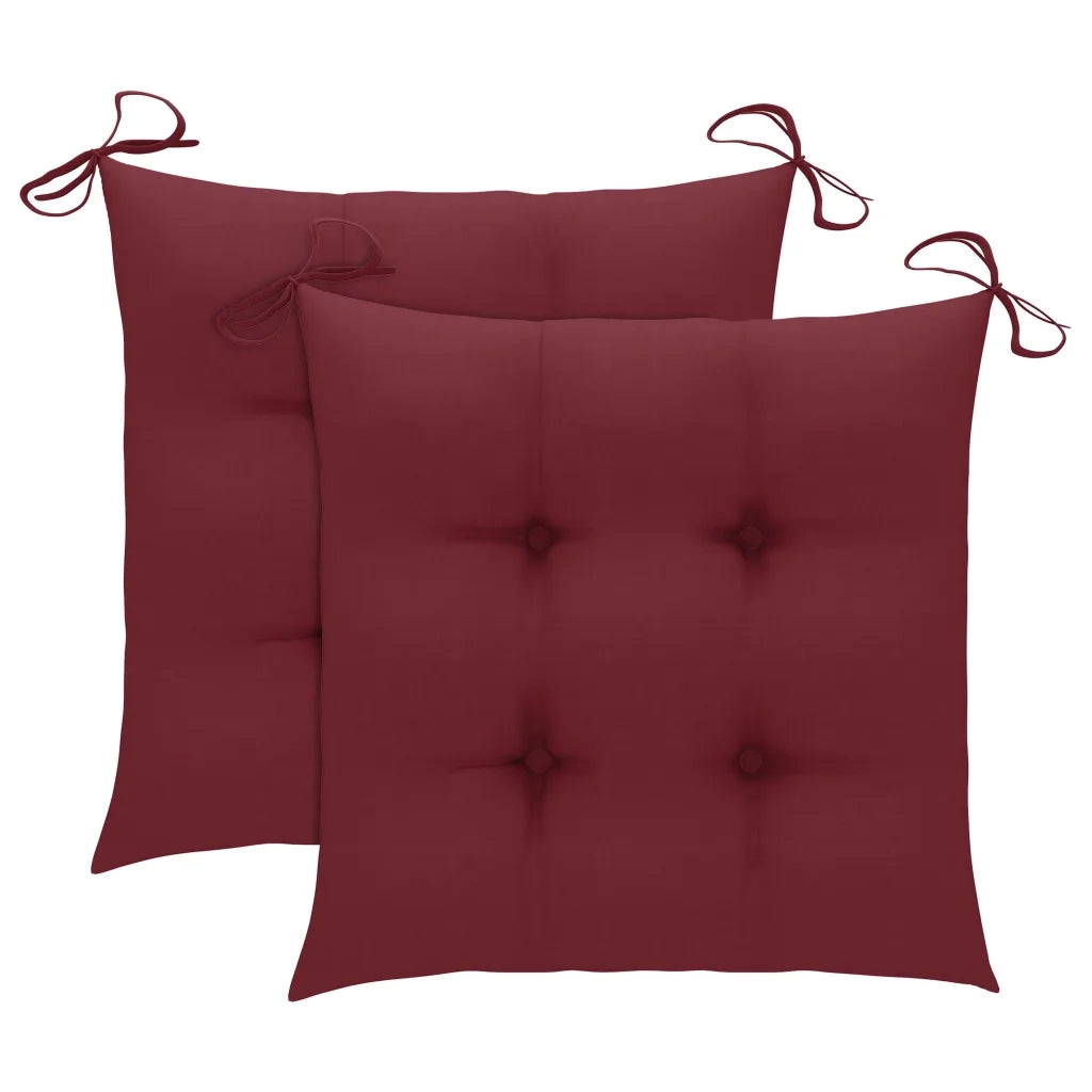 Sedie da Giardino 2 pz con Cuscini Rosso Vino Massello di Teak 3062457