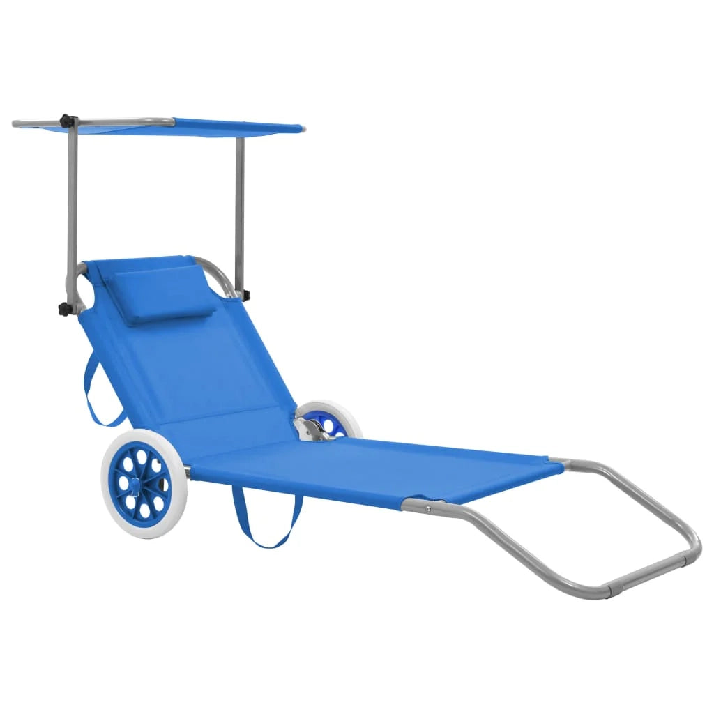 Sdraio sedia a sdraio lettino da giardino prendisole terrazza mobile da esterno pieghevole con tendalino e ruote in acciaio blu 02_0012823