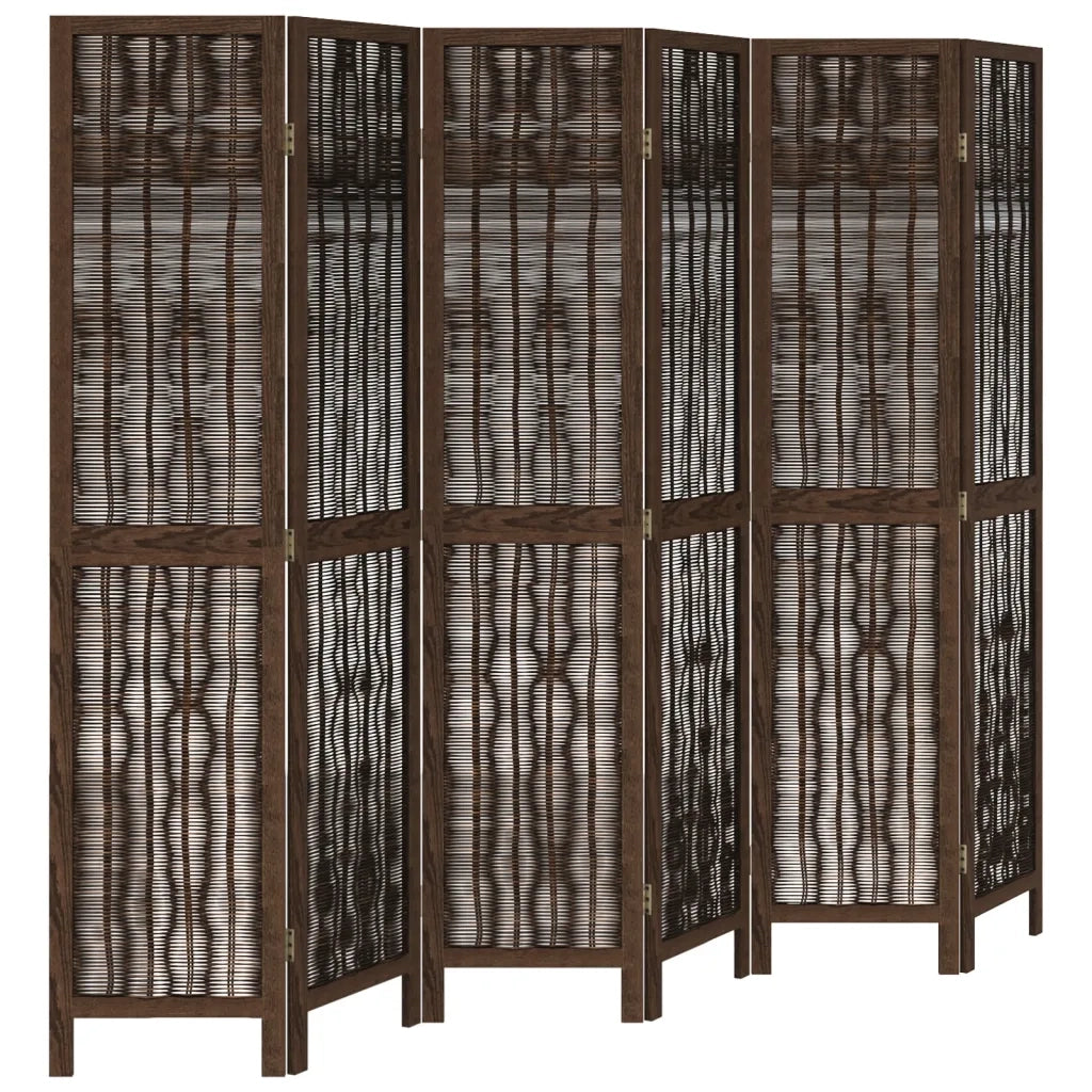 Divisorio Ambienti | Divider per stanze | Paravento 6 Pannelli Marrone Scuro Massello Paulownia