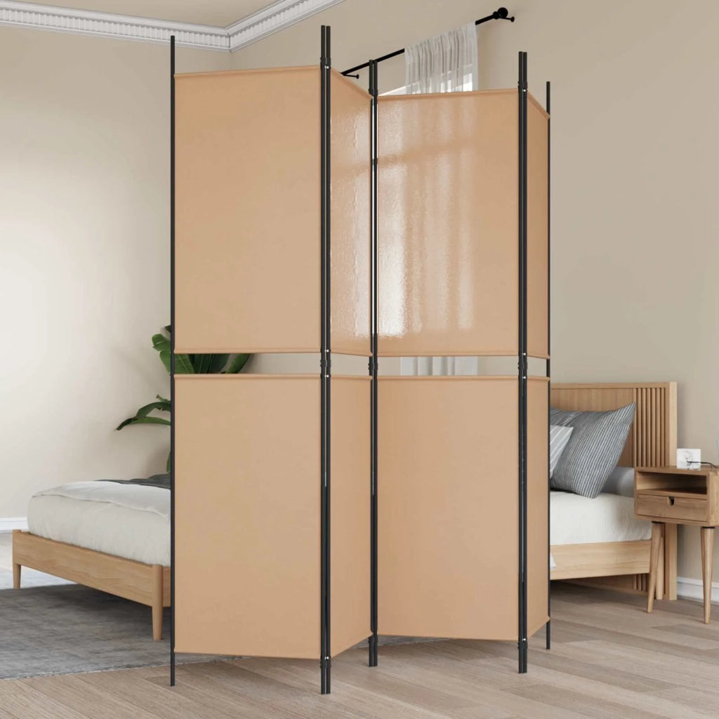 Paravento a 4 Pannelli Beige 200 x 200 cm Tessuto 42039220