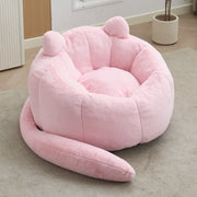 Pouf a forma di loto con imbottitura morbida e design leggero per soggiorno e camera in peluche rosa