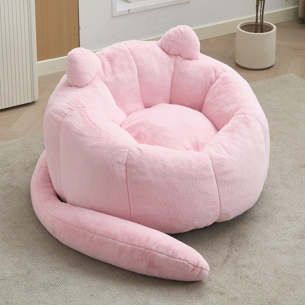 Pouf a forma di loto con imbottitura morbida e design leggero per soggiorno e camera in peluche rosa
