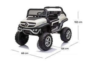 Macchina Elettrica per Bambini 12V con Licenza Mercedes Unimog Bianca