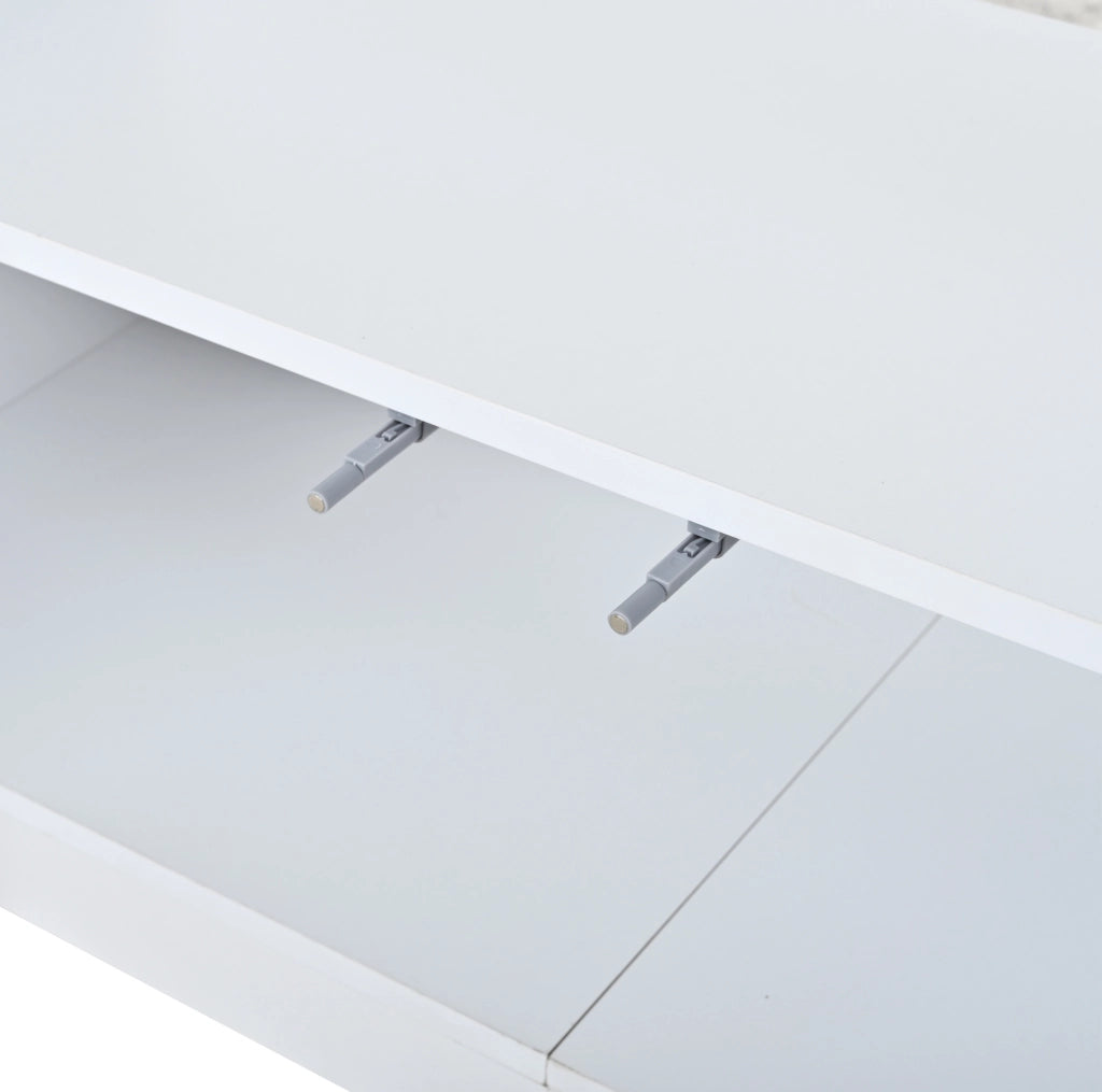 Mobile TV 180x35x60 cm con LED; 4 ante; 8 vani; legno bianco