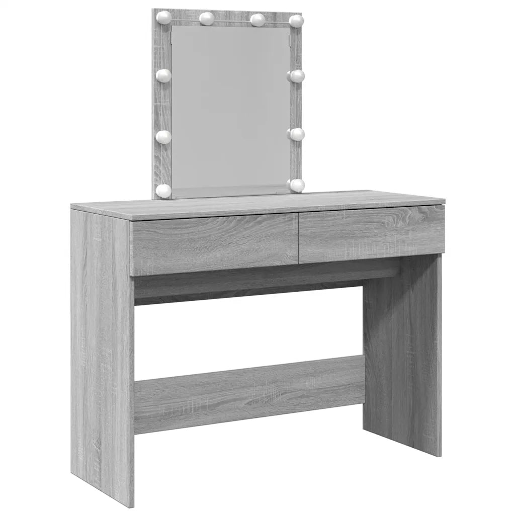 Toeletta | Tavolo da Trucco con LED Grigio Sonoma 100x40x130 cm