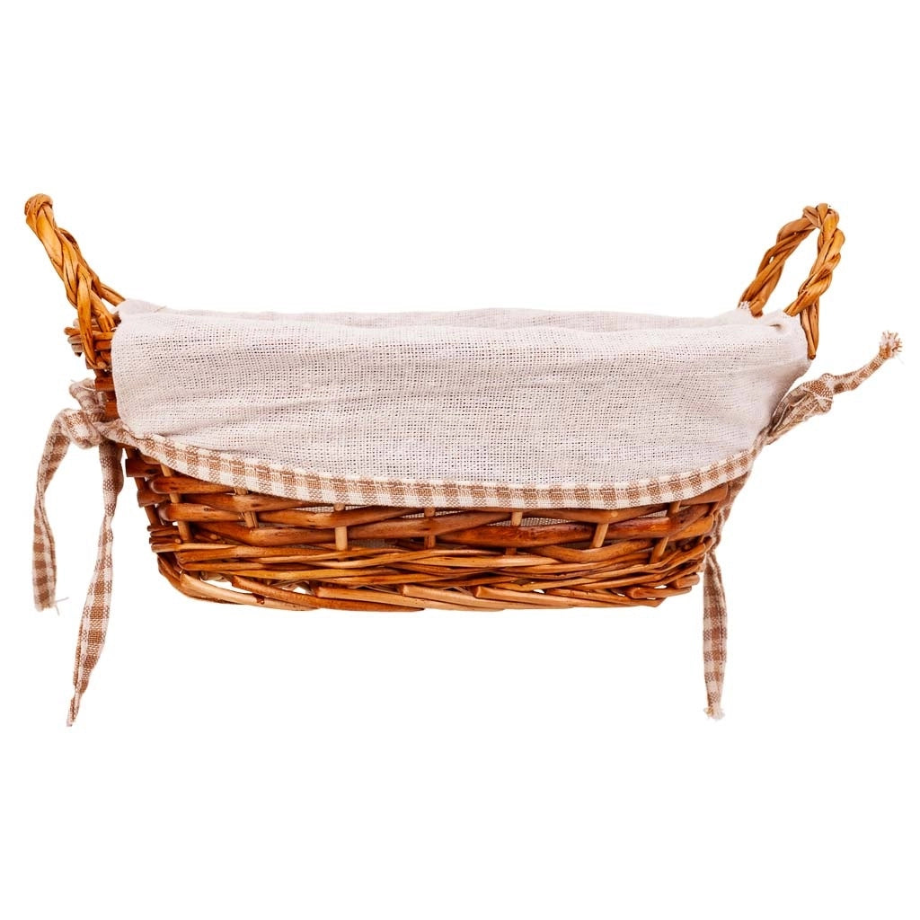 Cestino porta pane in vimini foderato marrone 26x18x11h