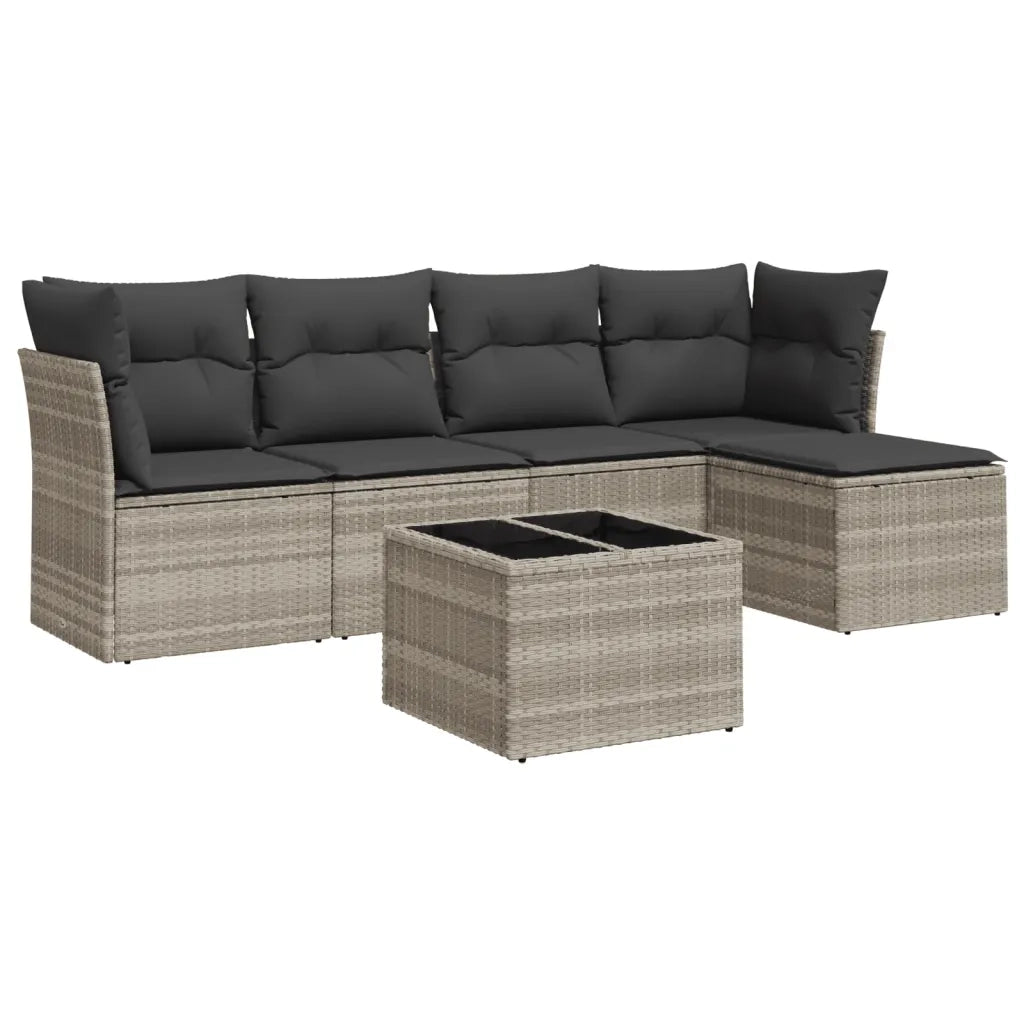 Set Divano da Giardino 6pz con Cuscini Grigio Chiaro Polyrattan 3249411
