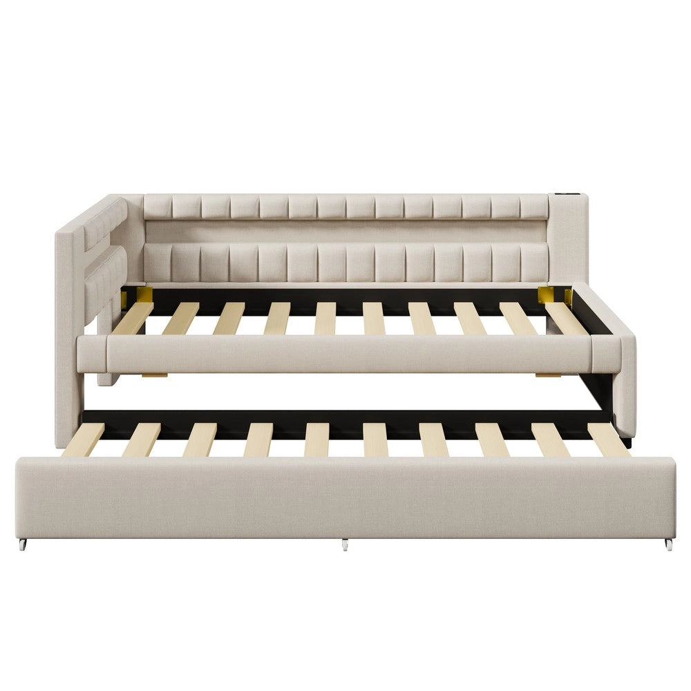 Divano Letto con Estraibile e LED ¨C Xylo ¨C Lino Beige 90x200