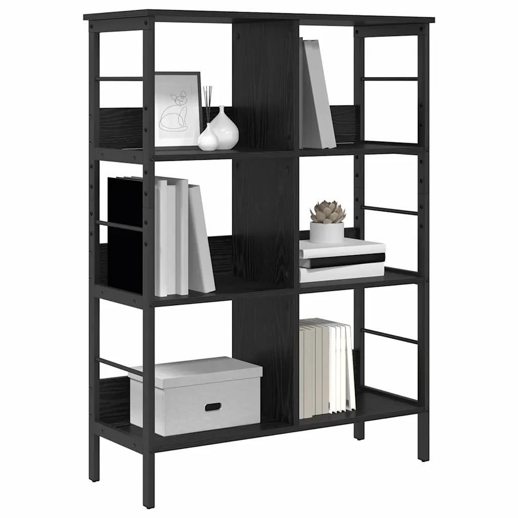 Libreria-Scaffale per Libri-Mobile di Stoccaggio Rovere Nero 82 x 32 x 112 cm Legno multistrato