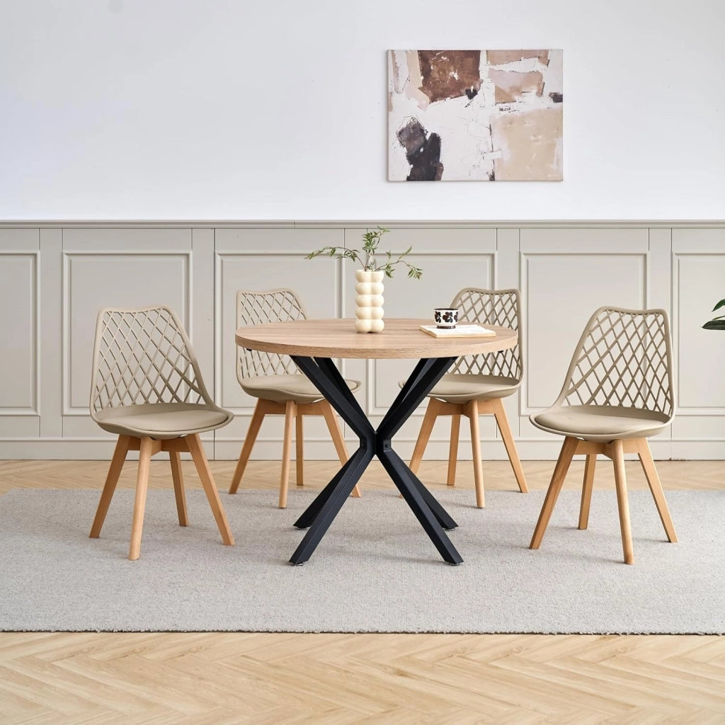 GrandCA HOME Set di 8 Sedie da Pranzo, Sedie da Cucina Moderne con Seduta Rivestita in pelle e Gambe in Faggio, Adatte a Cucine e Sale da Pranzo - Kaki