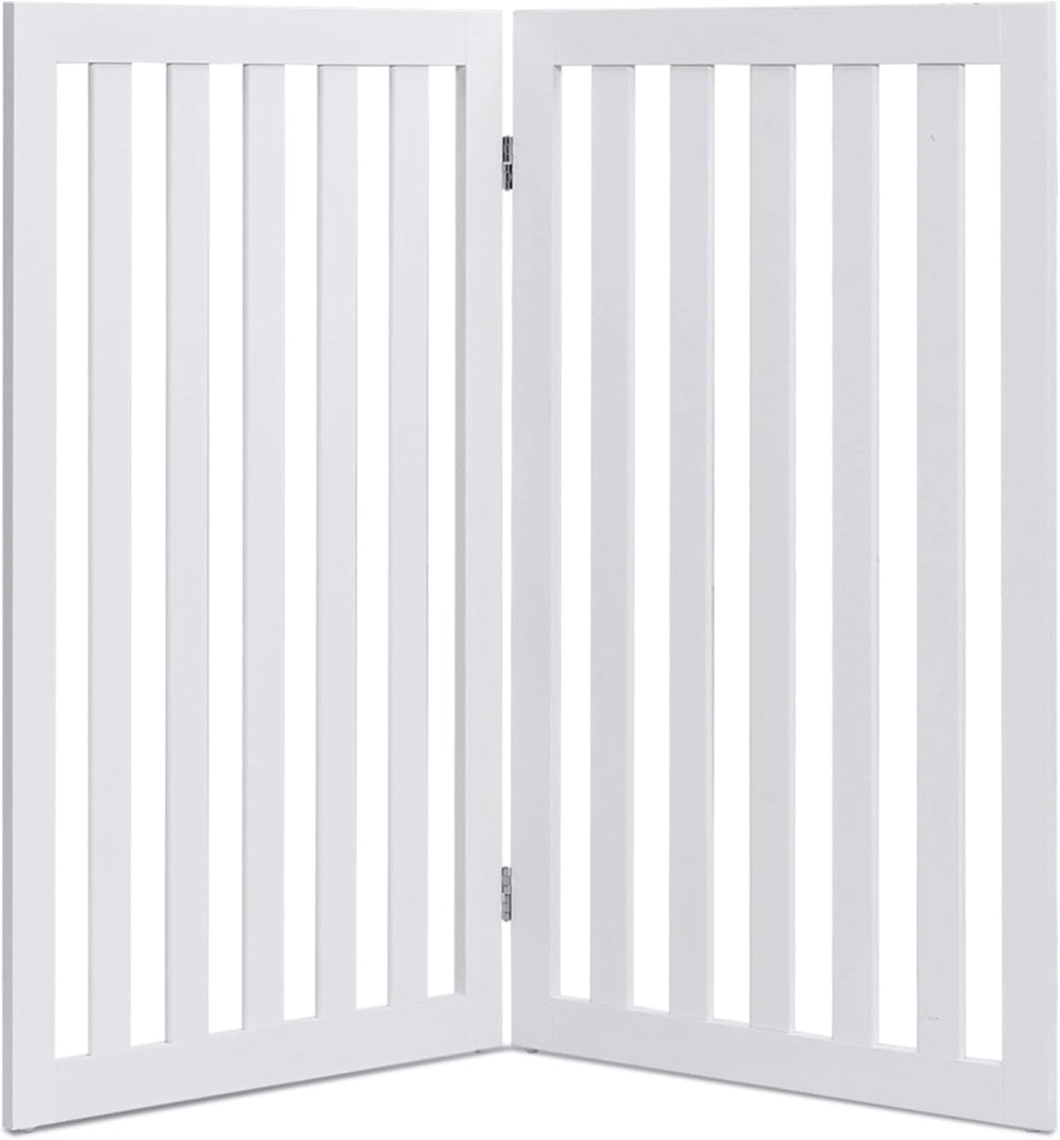 Cancelletto per Cani Pieghevole in Legno con 2 Ante, Ideale per Scale, Soggiorno e Cucina, 89 x 101 cm, Bianco