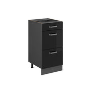 Vicco Mobiletto base per cucina Nero lucido 40 cm con cassetti, senza piano di lavoro