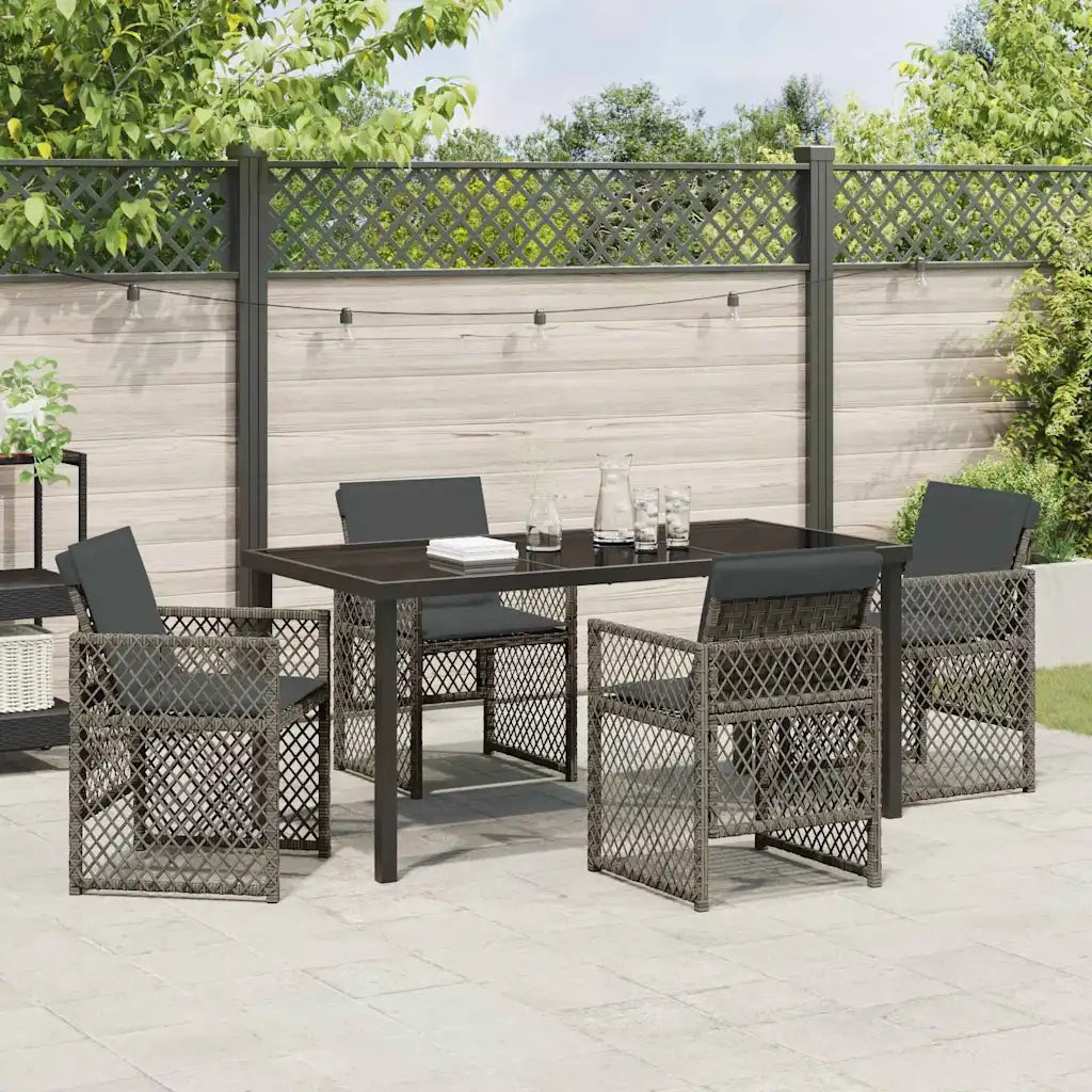 Set da Pranzo per Giardino 5 pcs Grigio polyrattan 3380627