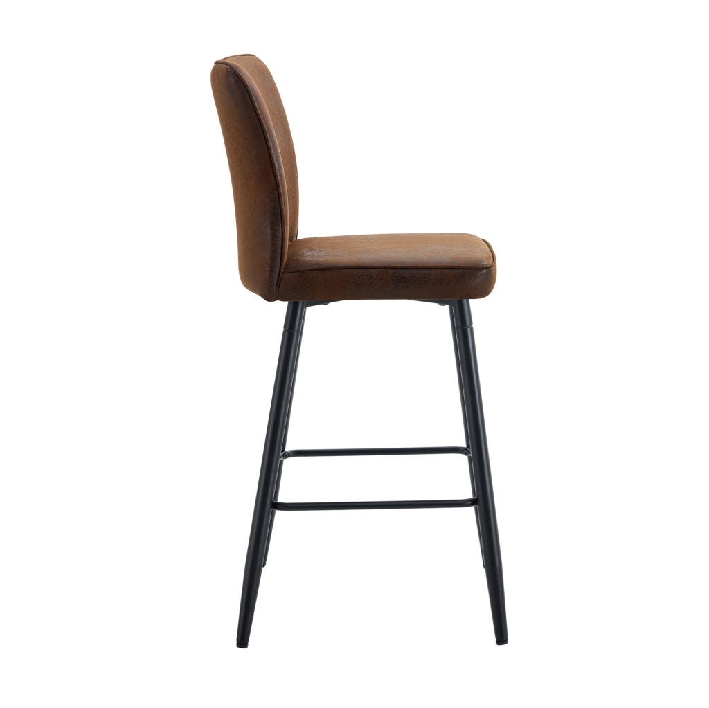 Set di 2 sgabelli da bar; 101 cm; con schienale ergonomico; in tessuto tecnologico marrone e metallo nero